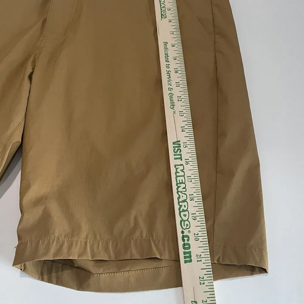 Eddie Bauer Flat Front Nylon Shorts Men's Size 40 Brown 10 Inch Inseam Logo